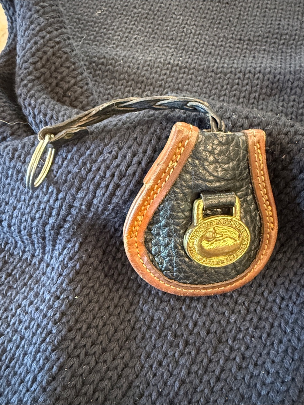Vintage Dooney & Bourke Leather Key Fob with the Gold Medallion !